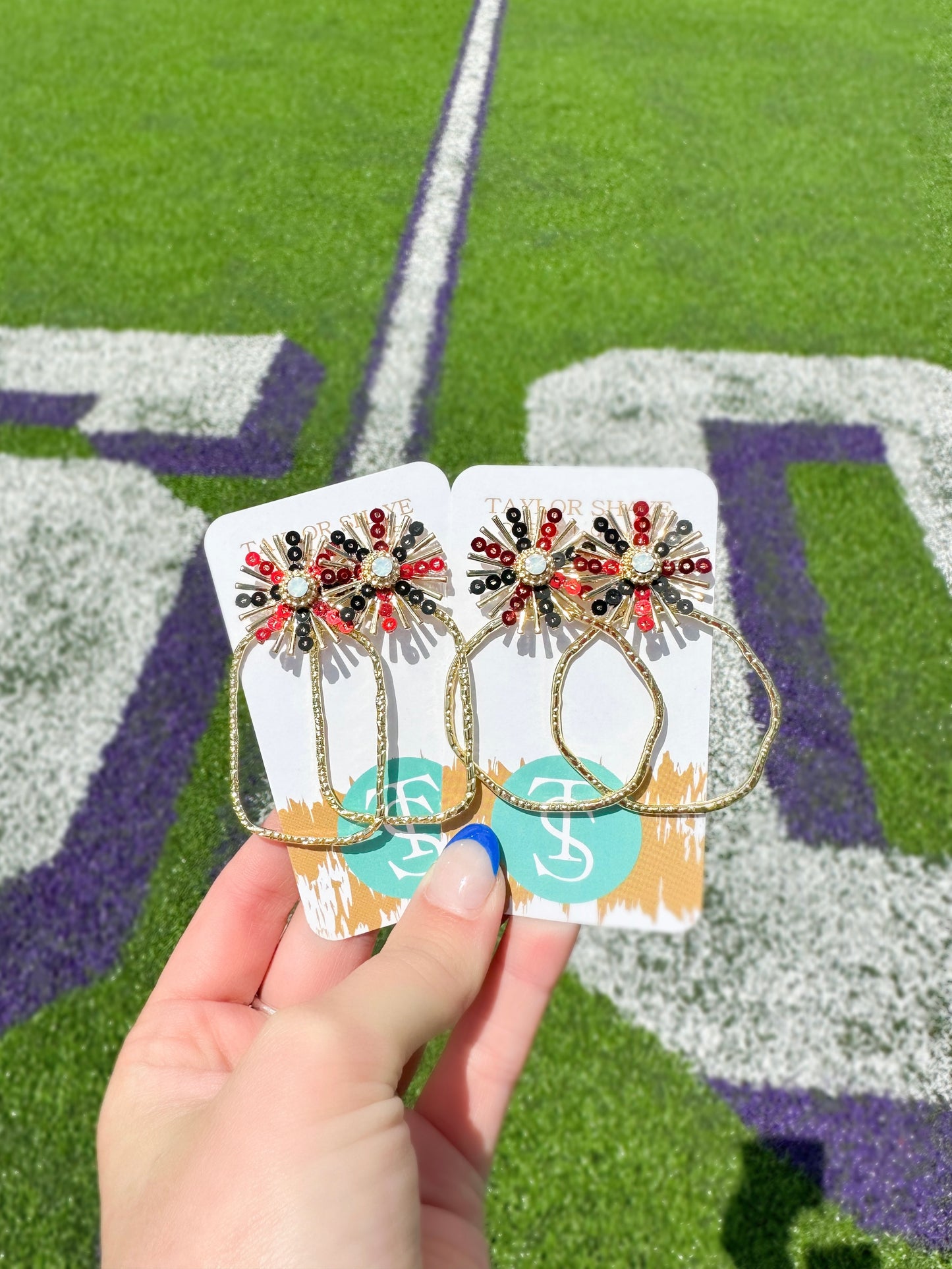 Gameday Sequin Sunburst Hoops