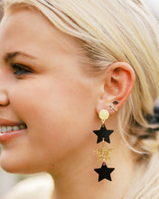 Load image into Gallery viewer, Black/Gold Glitter Triple Stars
