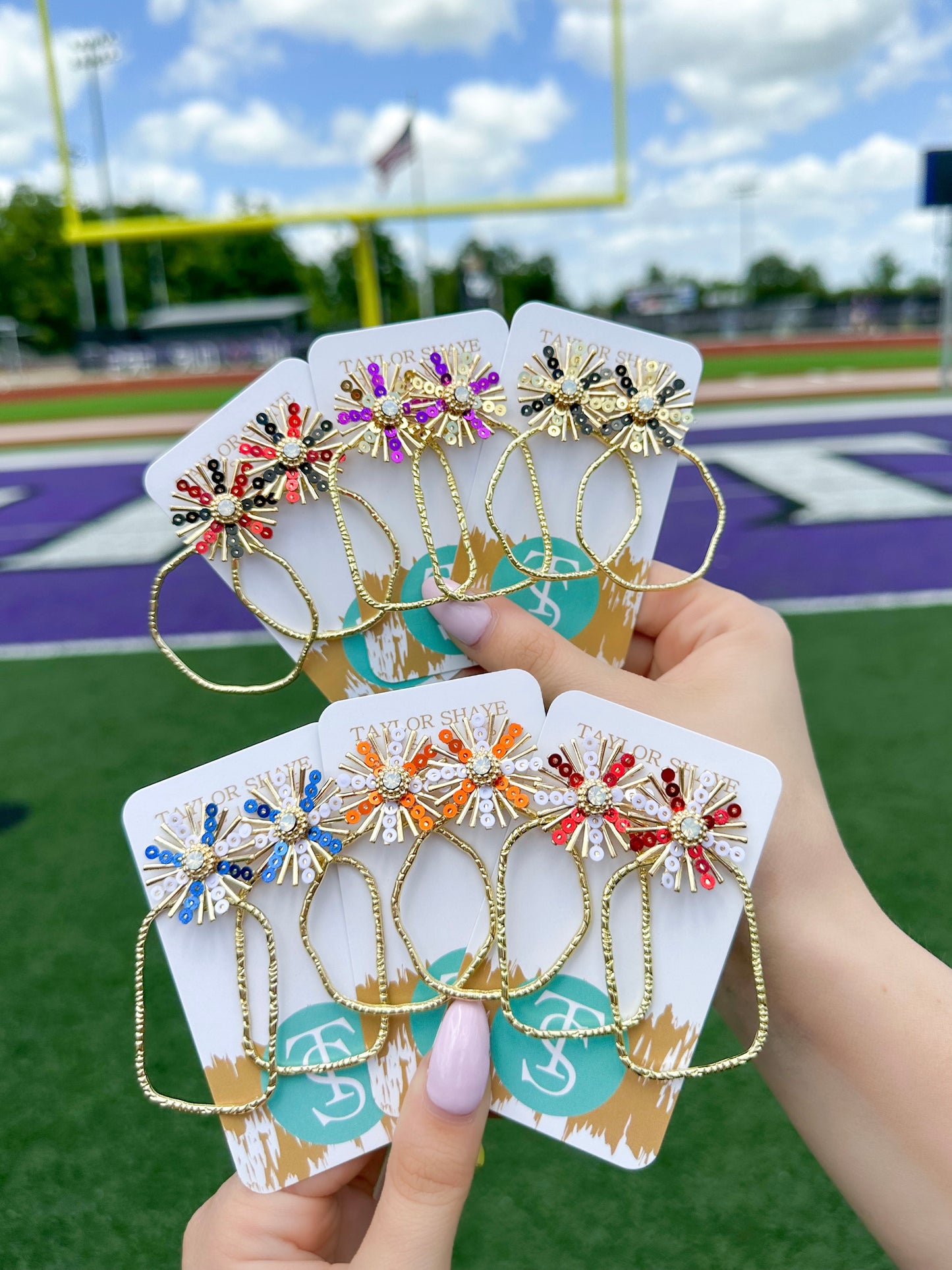 Gameday Sequin Sunburst Hoops