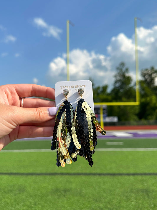 Black/Gold Sequin Tassels