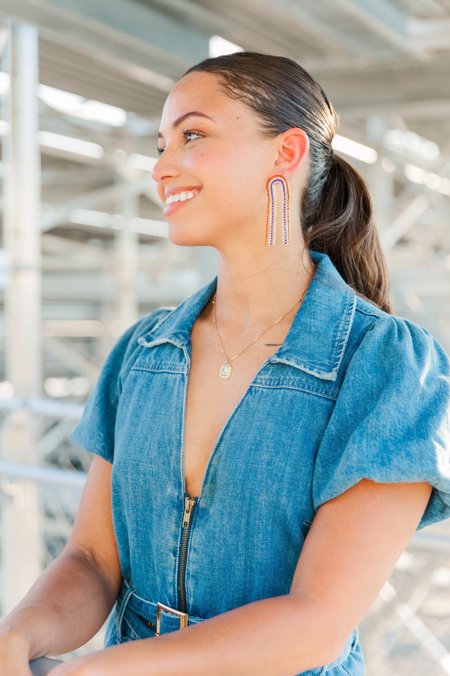 Red/Blue Rhinestone Chain Drops