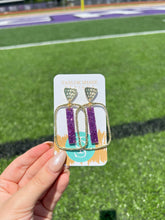 Load image into Gallery viewer, Purple Glitter Stick Hoops
