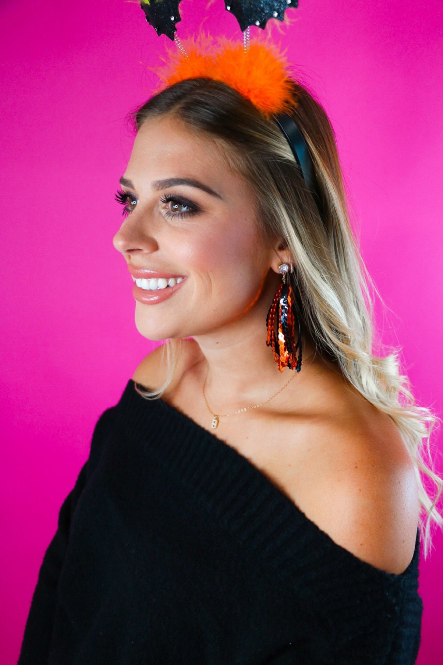 Orange/Black Sequin Tassels