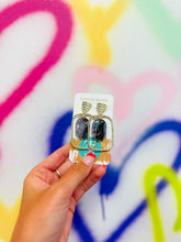 Load image into Gallery viewer, Charcoal Shimmer Oval Hoops
