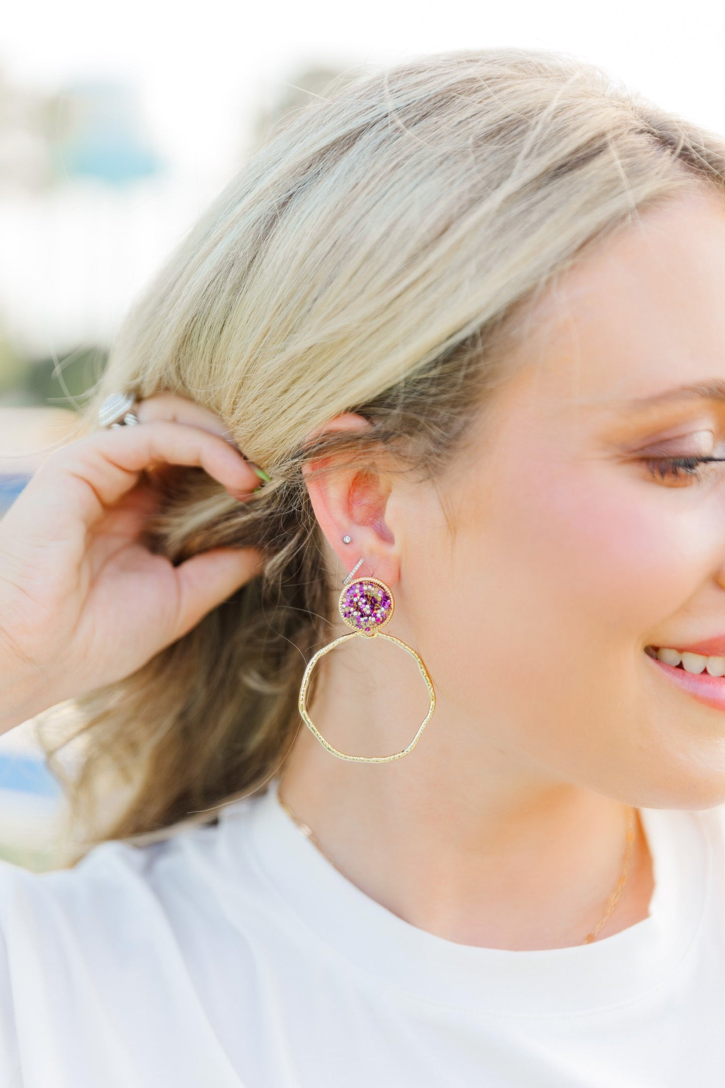 Gameday Glitter Top Hoops