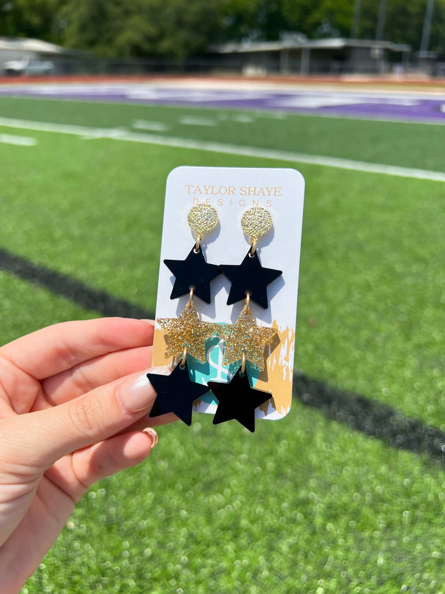 Black/Gold Glitter Triple Stars