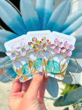 Load image into Gallery viewer, Jenna Sequin Flower Hoops
