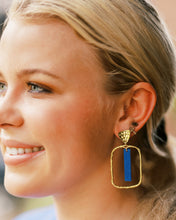 Load image into Gallery viewer, Royal Blue Glitter Stick Hoops
