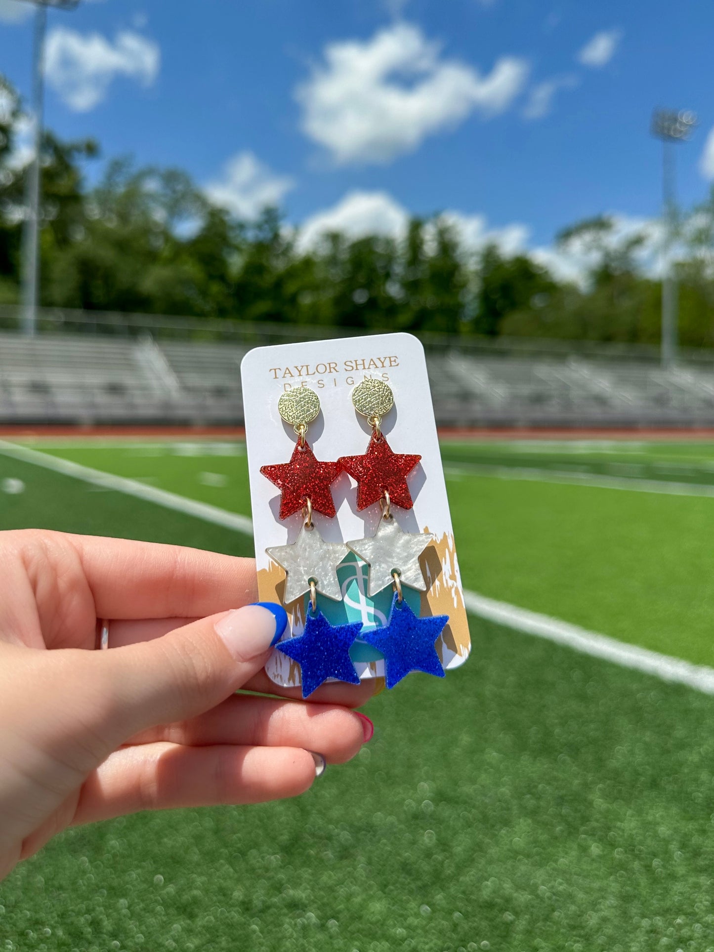 Red/Shimmer/Blue Glitter Triple Stars