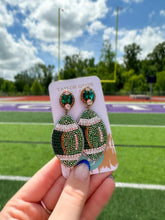 Load image into Gallery viewer, Beaded Green Footballs
