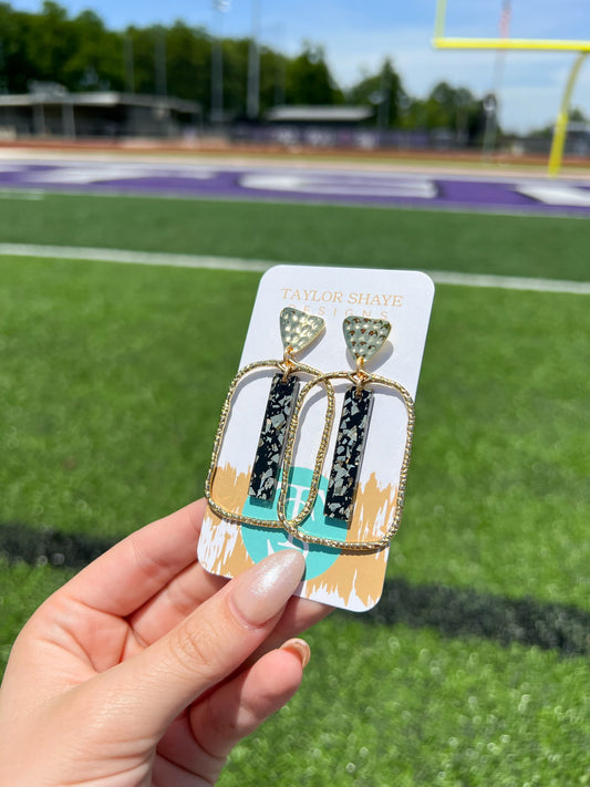 Black & Gold Flake Stick Hoops