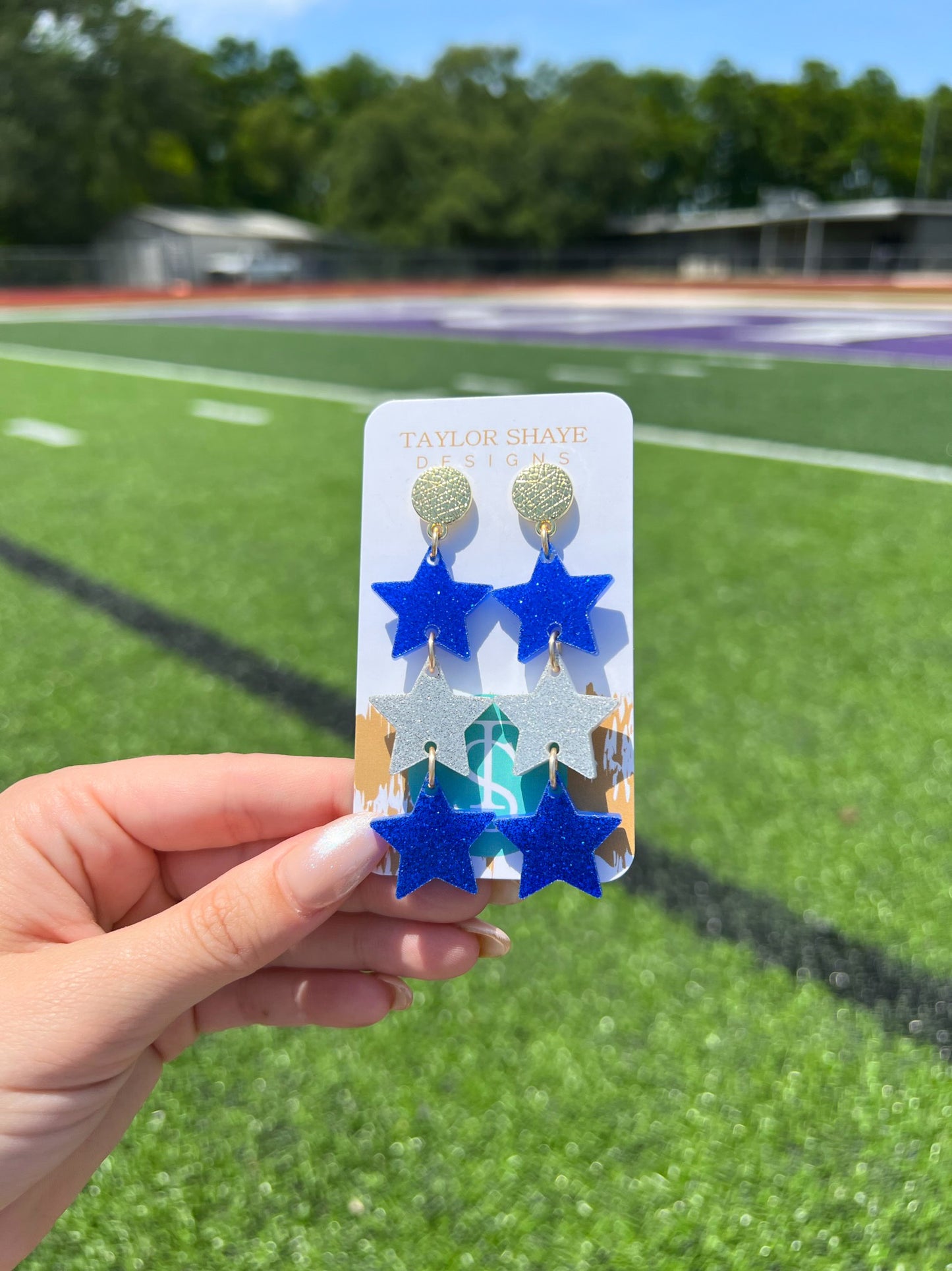 Blue/Silver Glitter Triple Stars