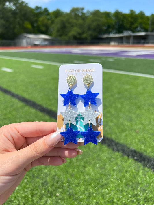 Blue/Silver Glitter Triple Stars