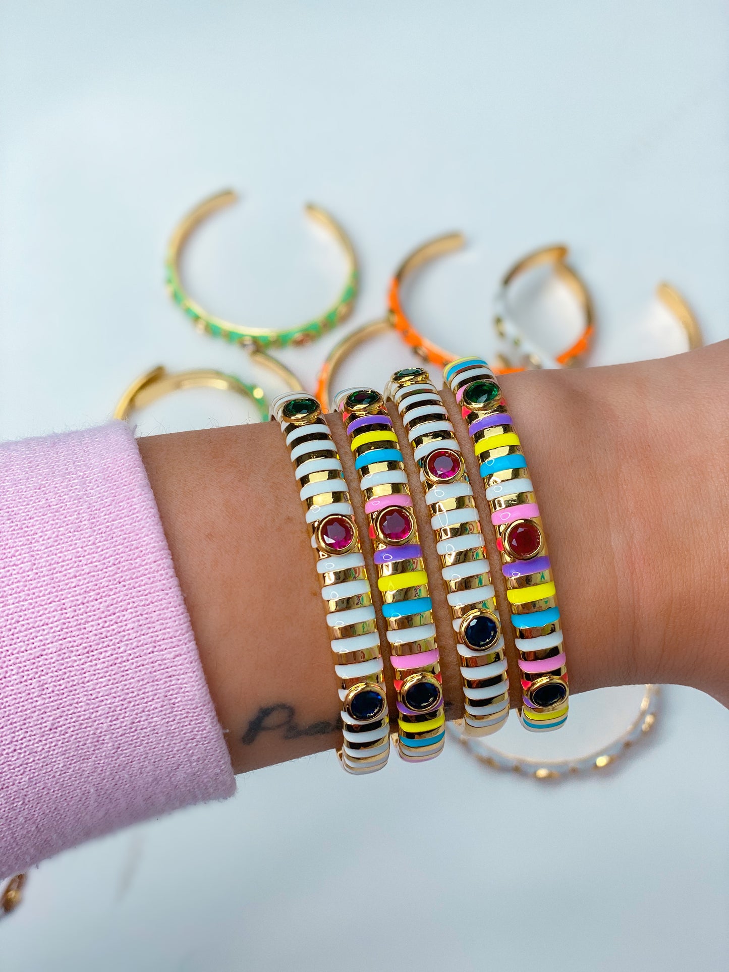 Tasha Striped Enamel Bangles