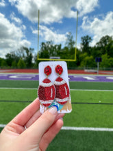 Load image into Gallery viewer, Beaded Red and White Footballs (PRE-ORDER)

