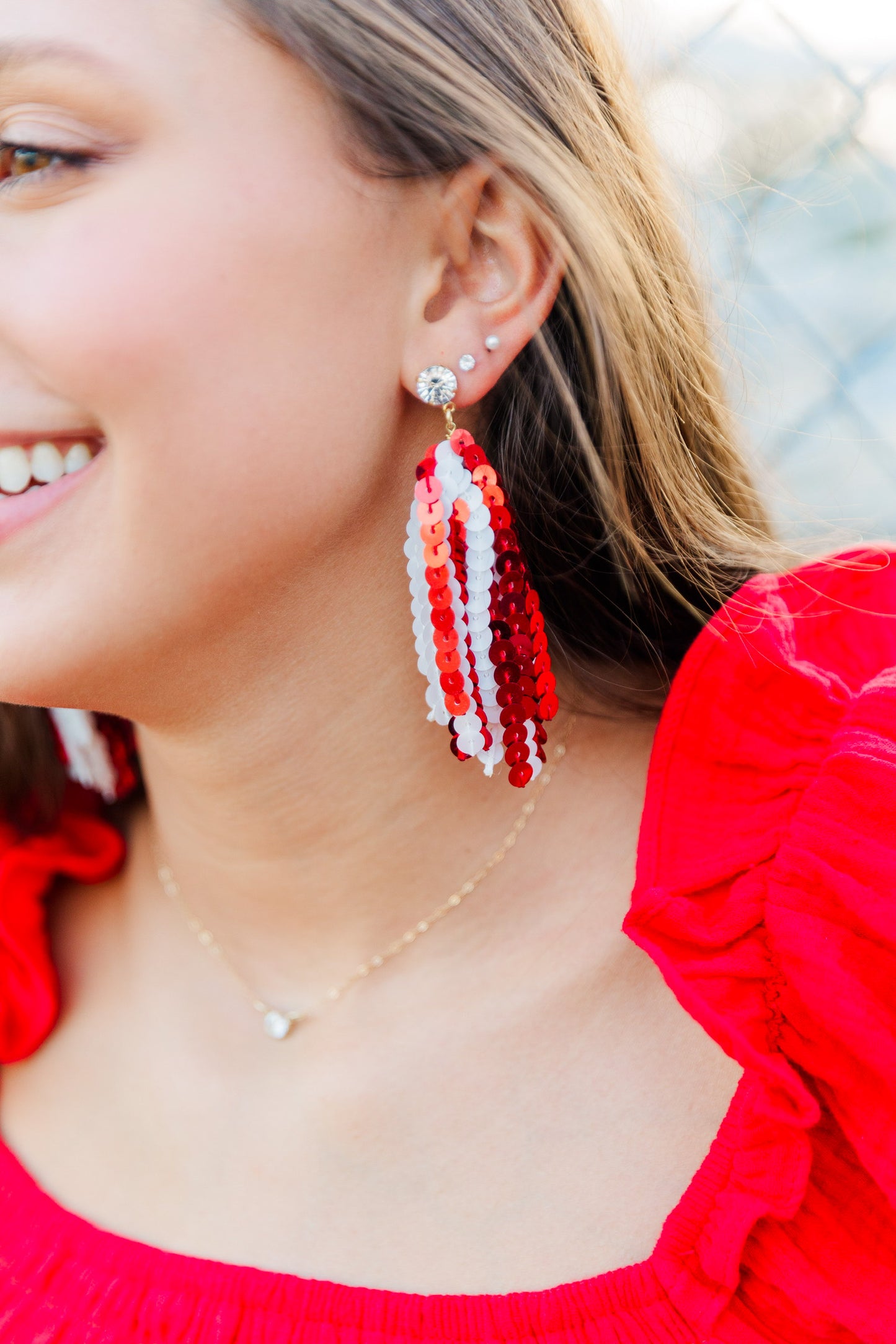 Red/White Sequin Tassels