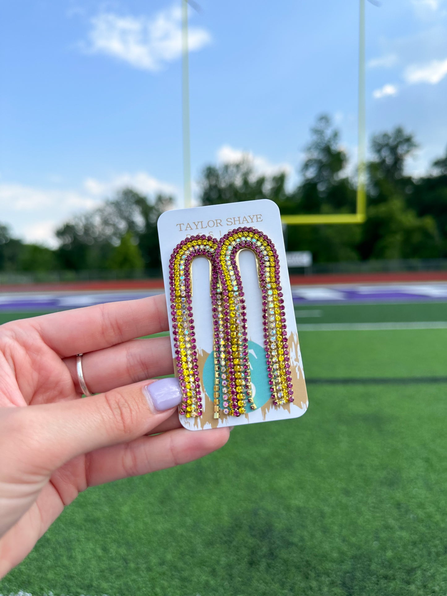 Purple/Gold Rhinestone Chain Drops