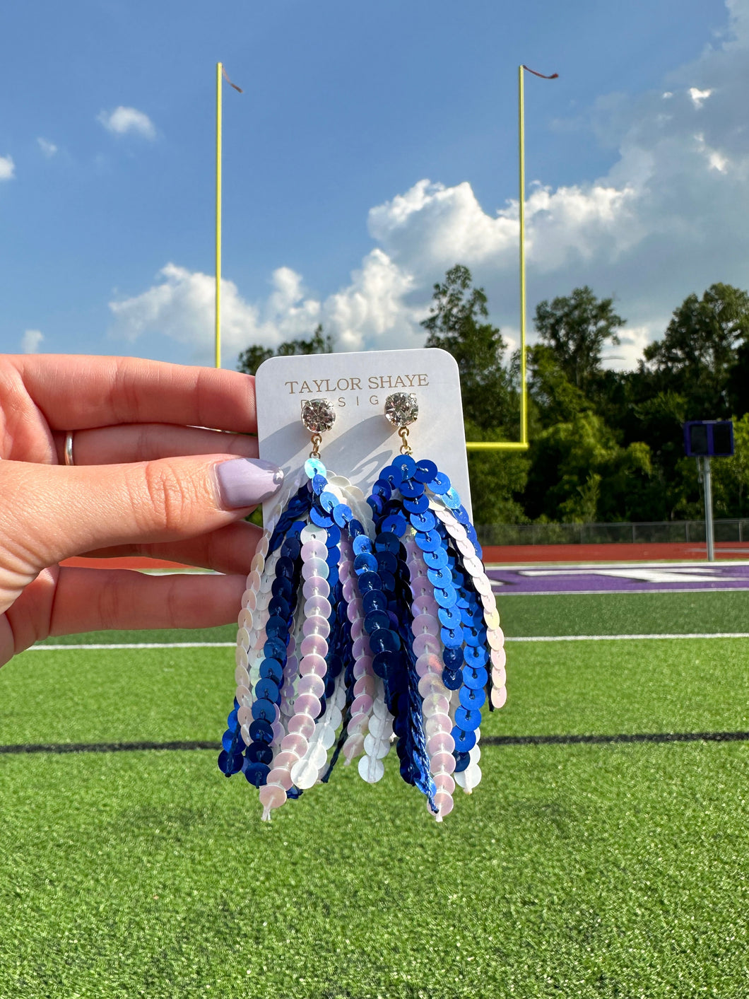 Blue/White Sequin Tassels