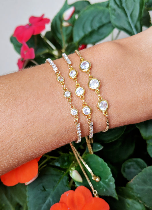 Adjustable Bracelet | Gold Pave