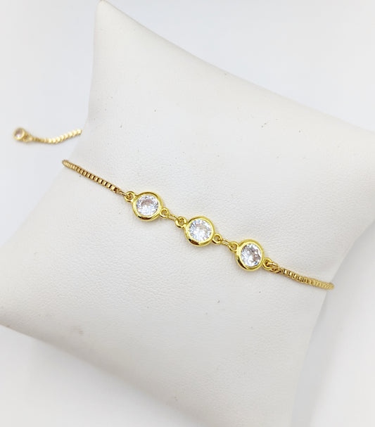 Adjustable Bracelet | Gold Pave