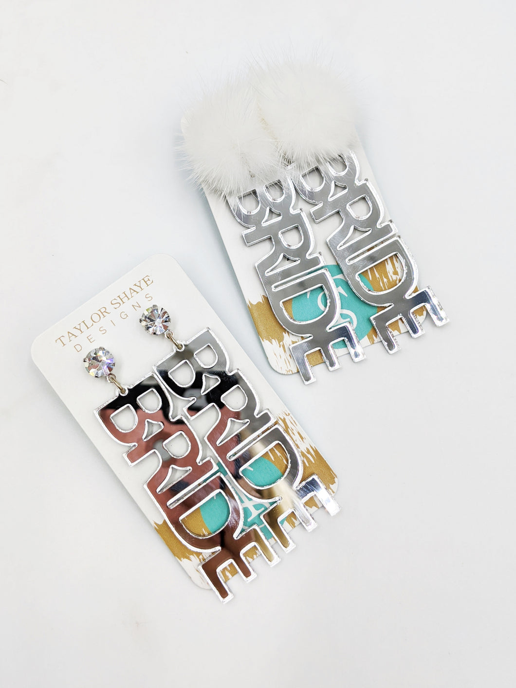 Silver Mirrored Bride Earrings