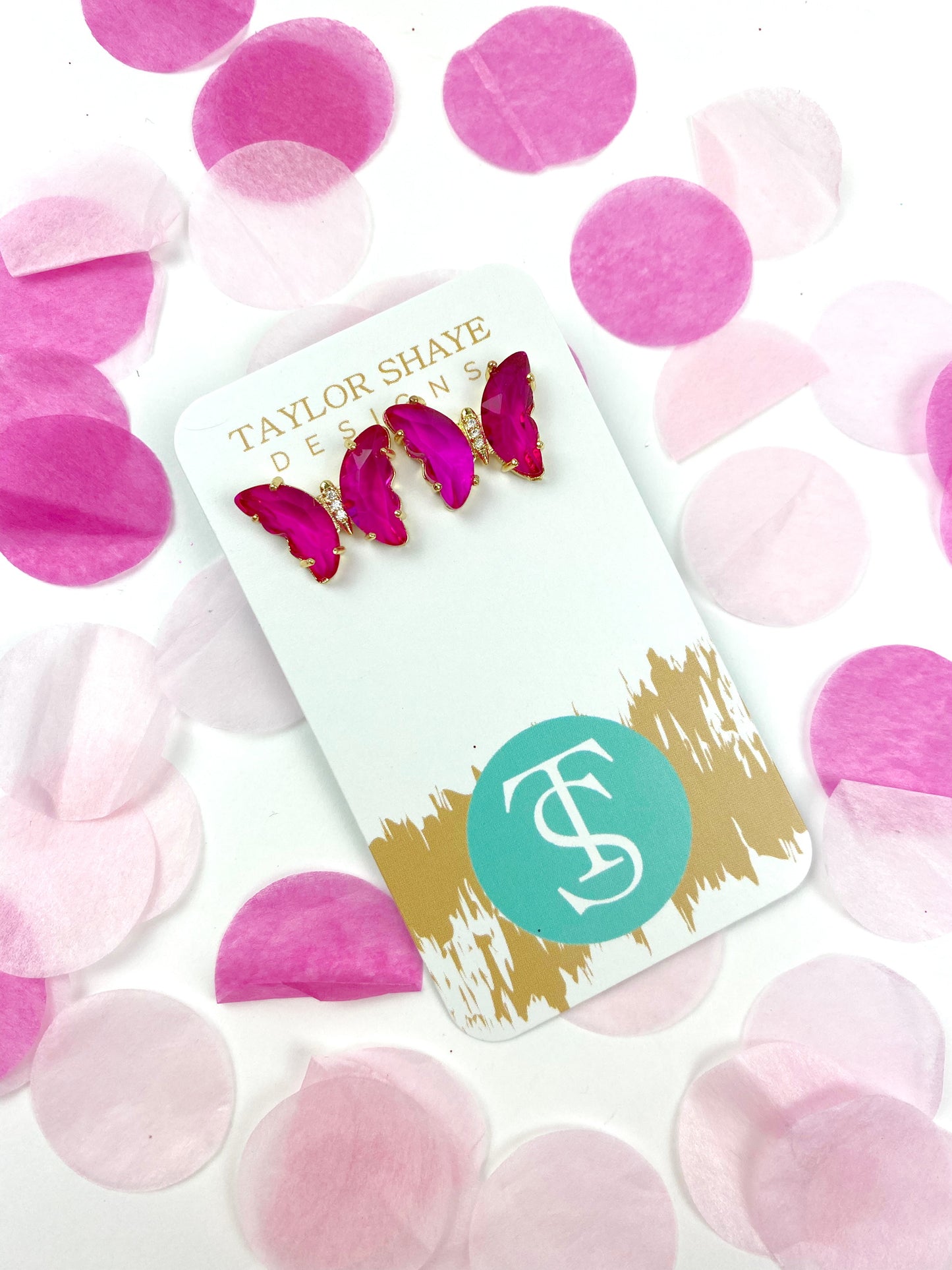 Colorful Crystal Butterfly Studs