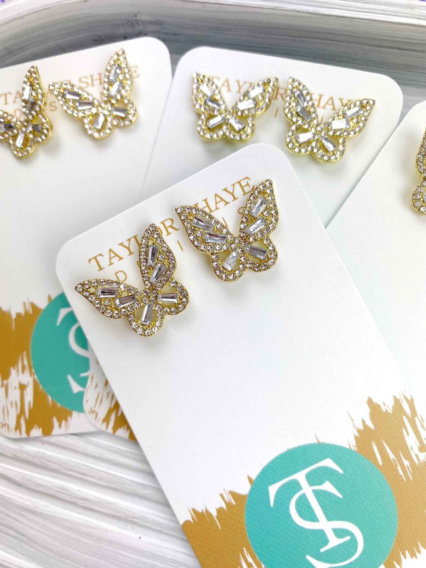 Colorful Crystal Butterfly Studs