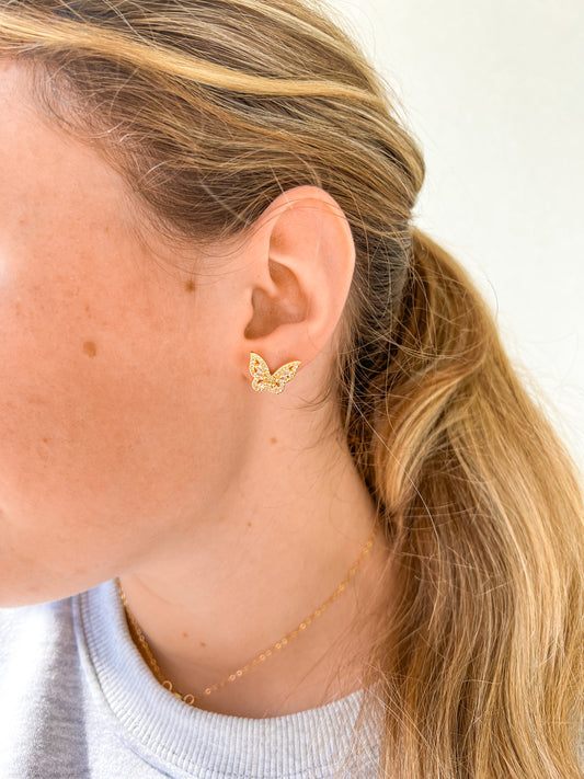 Colorful Crystal Butterfly Studs