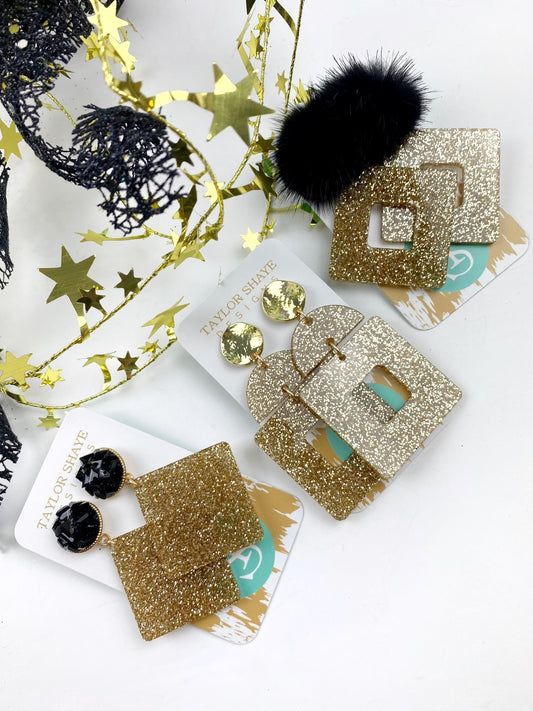 Acrylic Black & Gold Drops