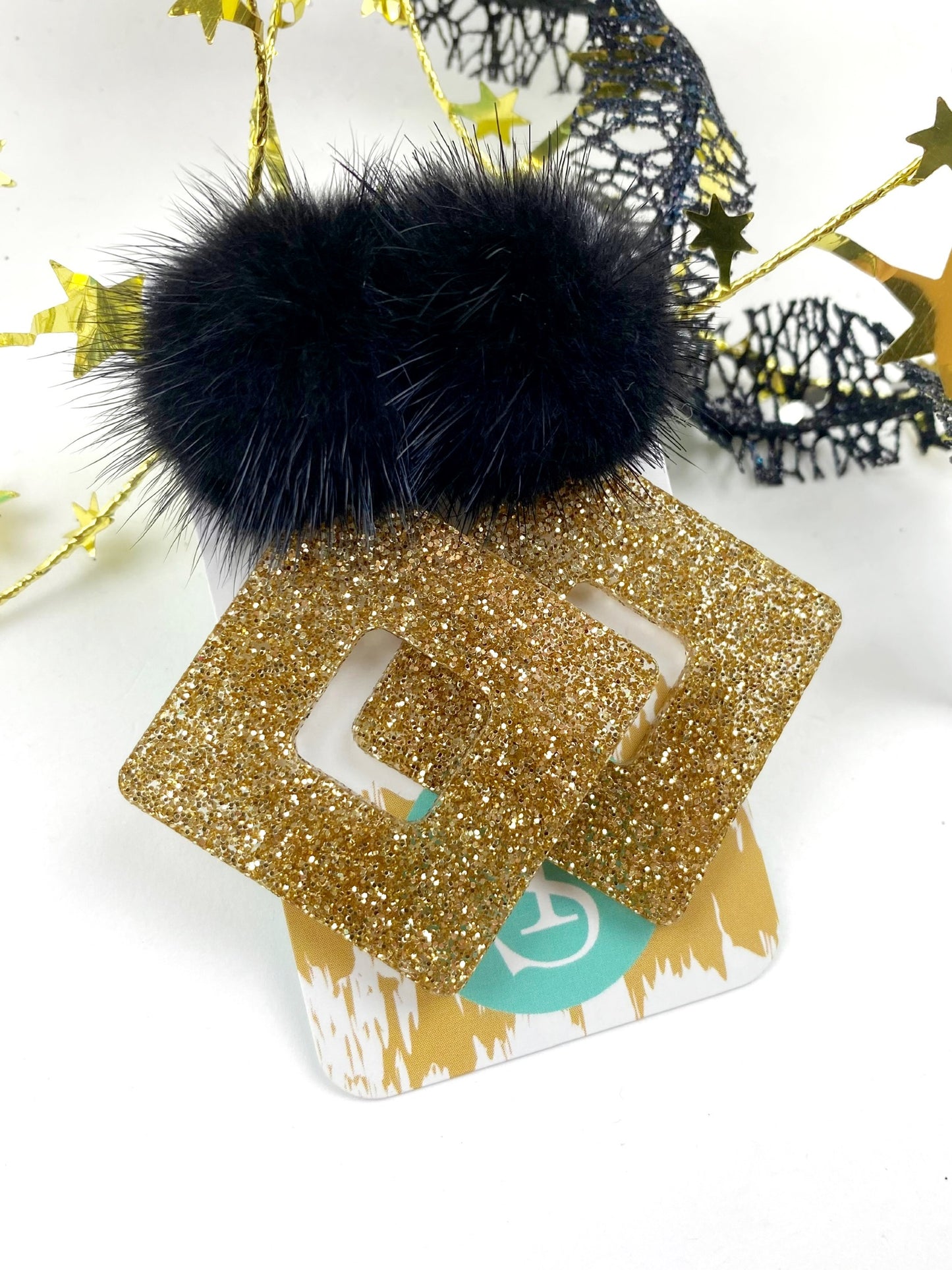 Acrylic Black & Gold Drops