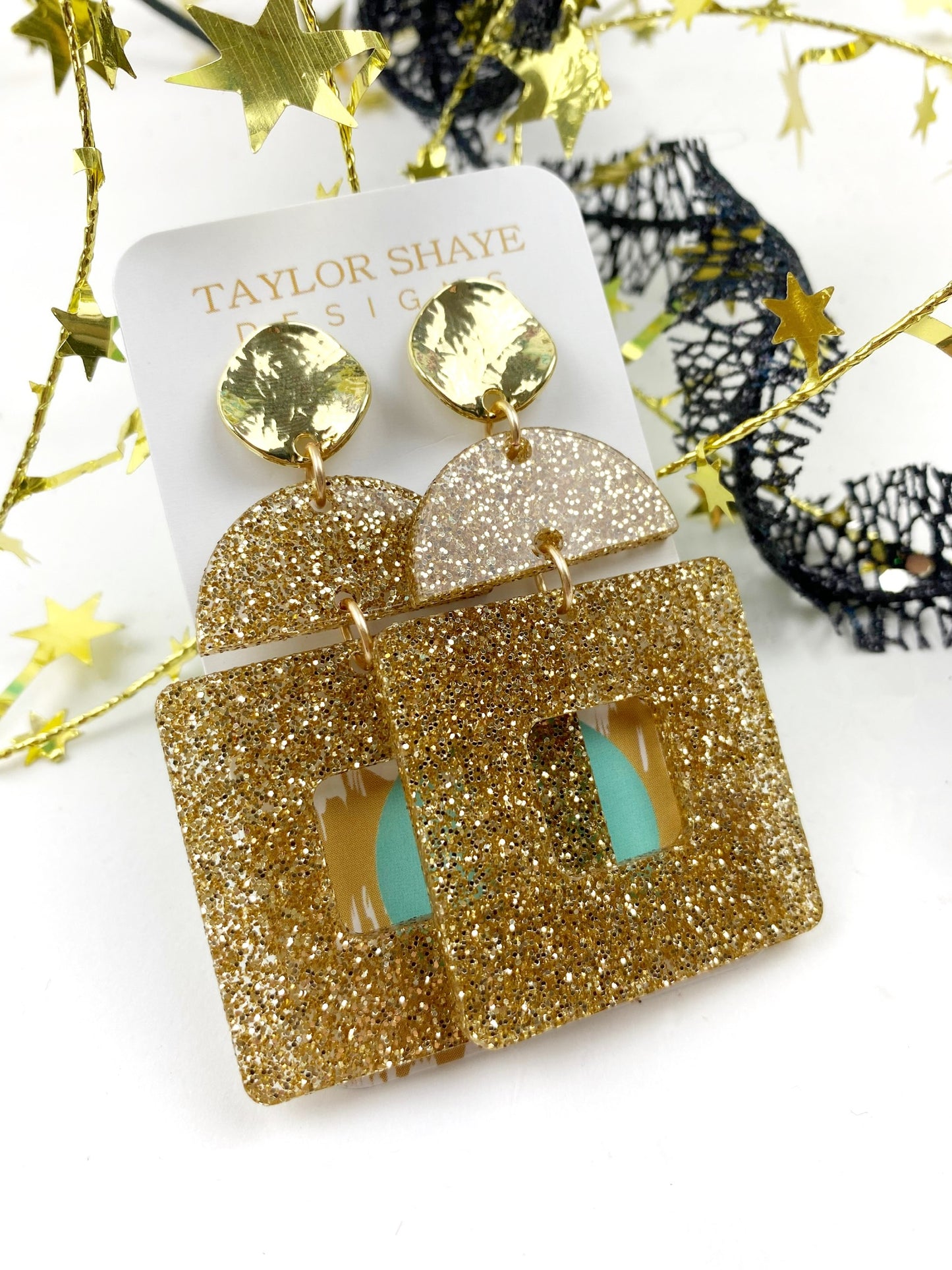 Acrylic Black & Gold Drops