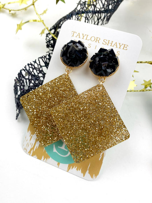 Acrylic Black & Gold Drops
