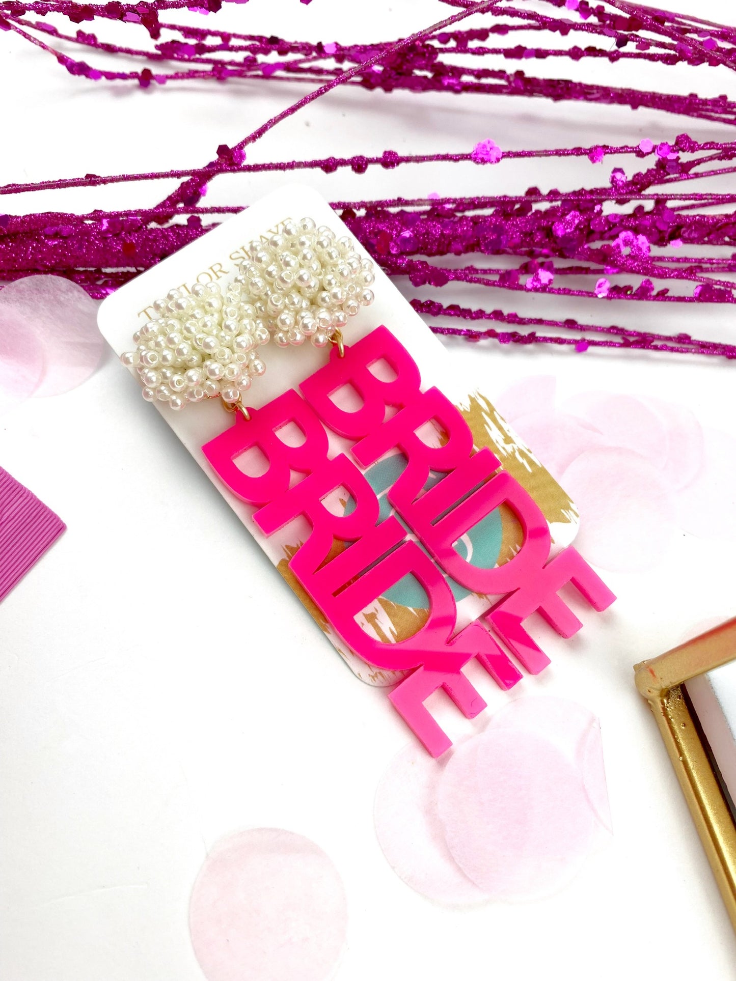 Neon Pink Bride Earrings