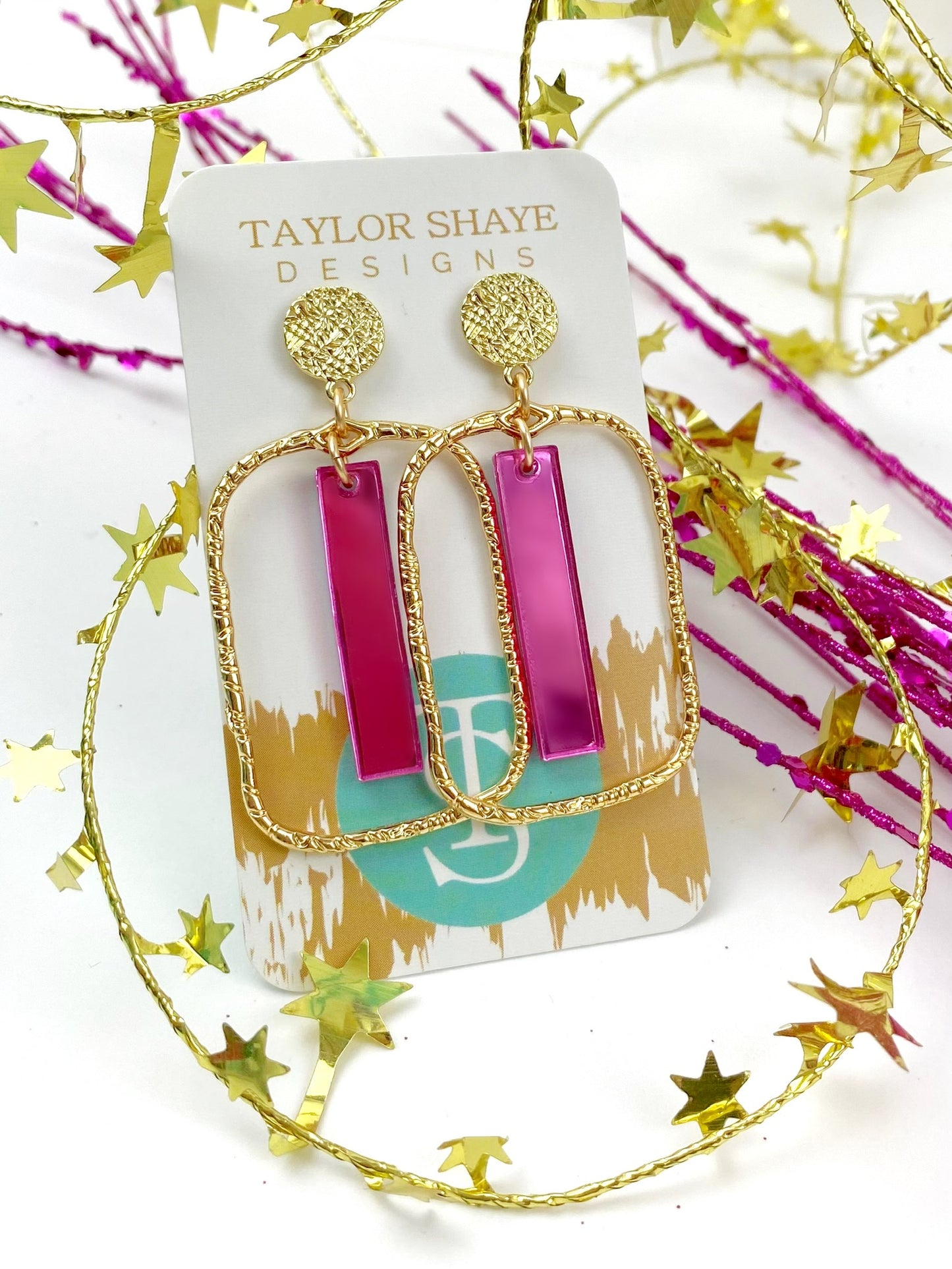 Pink Mirror Stick Hoops