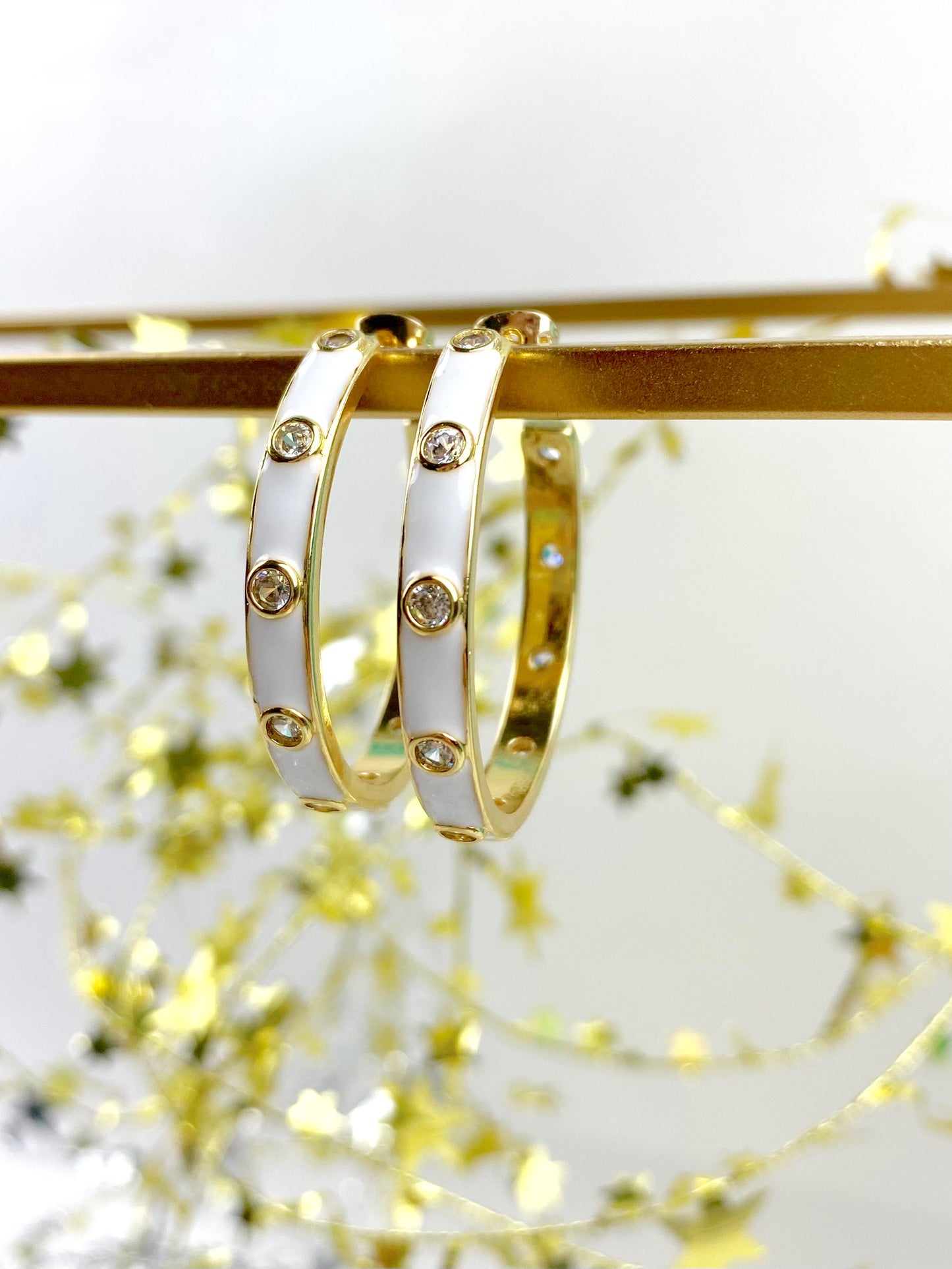 Round CZ Enamel Hoops