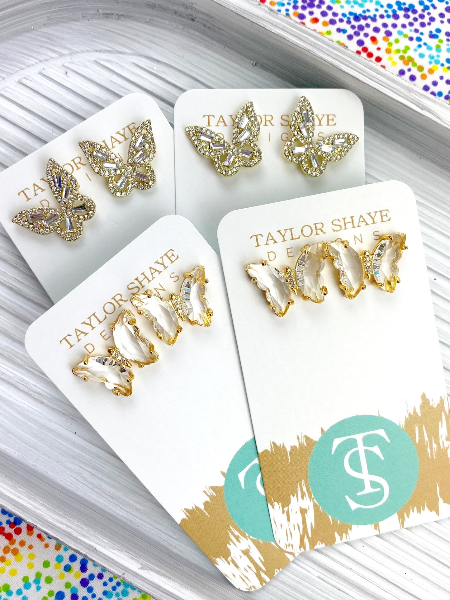 Colorful Crystal Butterfly Studs