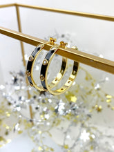 Load image into Gallery viewer, Round CZ Enamel Hoops
