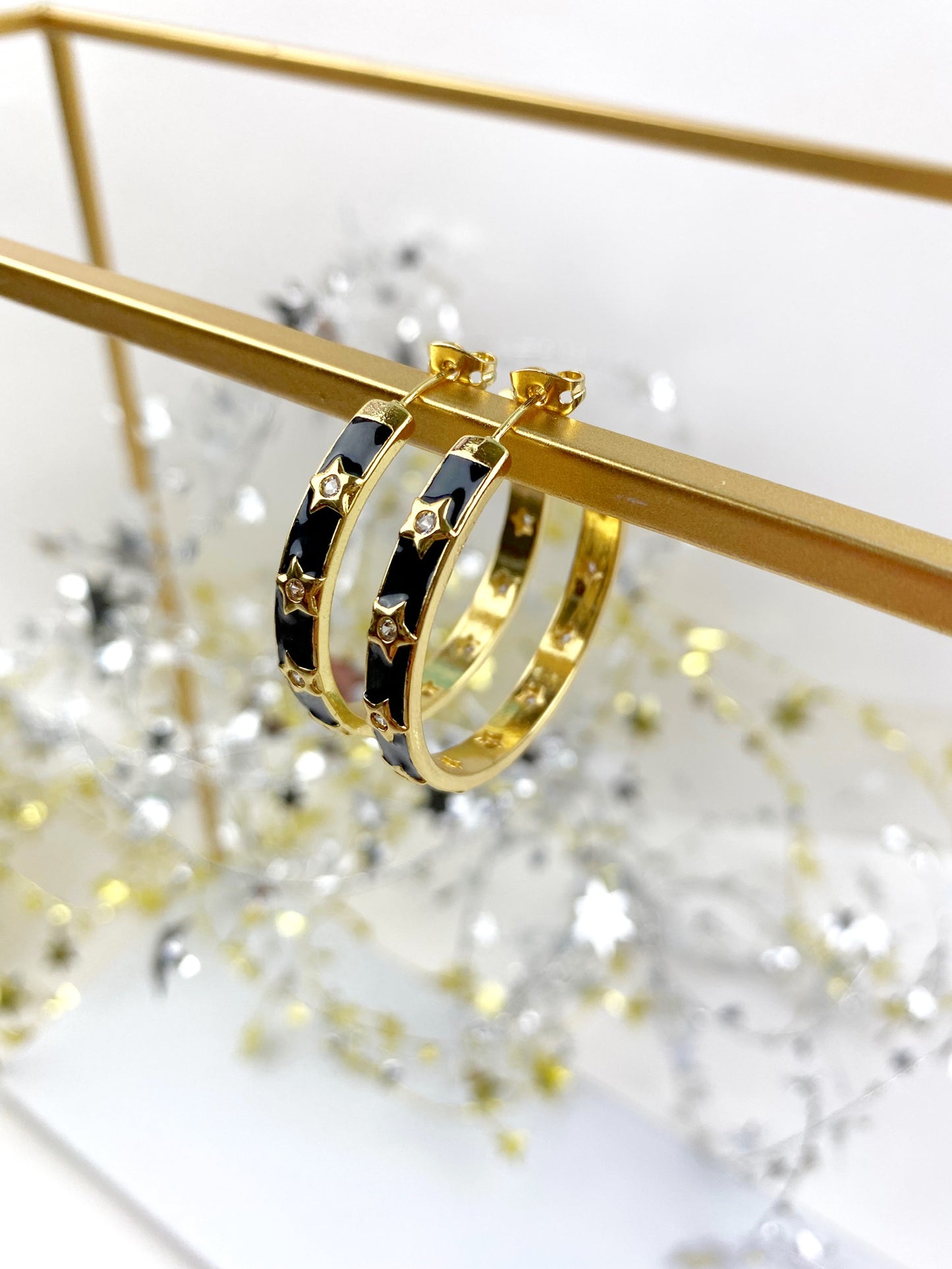 Star CZ Enamel Hoops