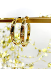 Load image into Gallery viewer, Round CZ Enamel Hoops
