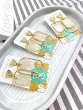 Load image into Gallery viewer, White Rectangle Drop Hoops
