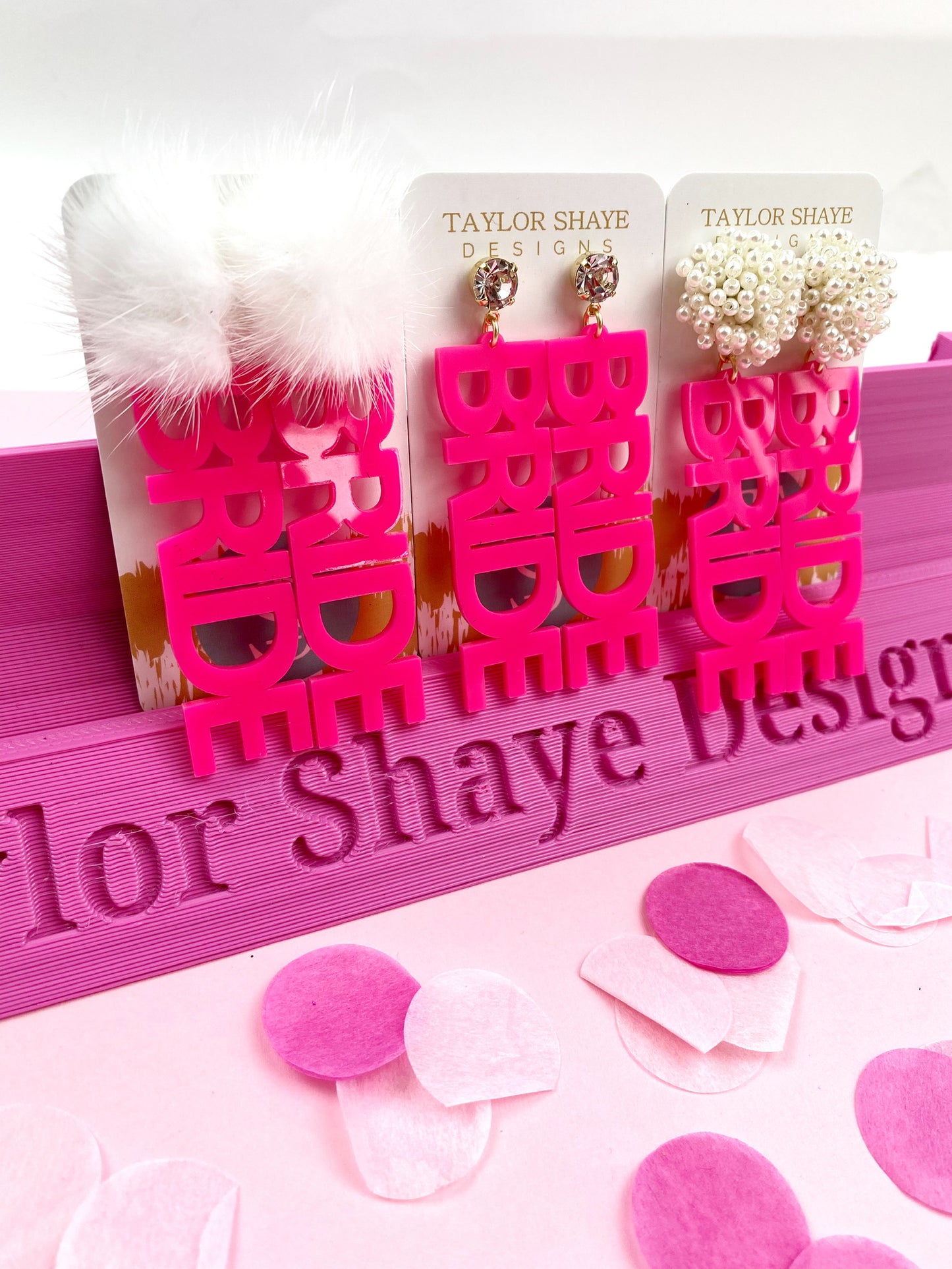 Neon Pink Bride Earrings