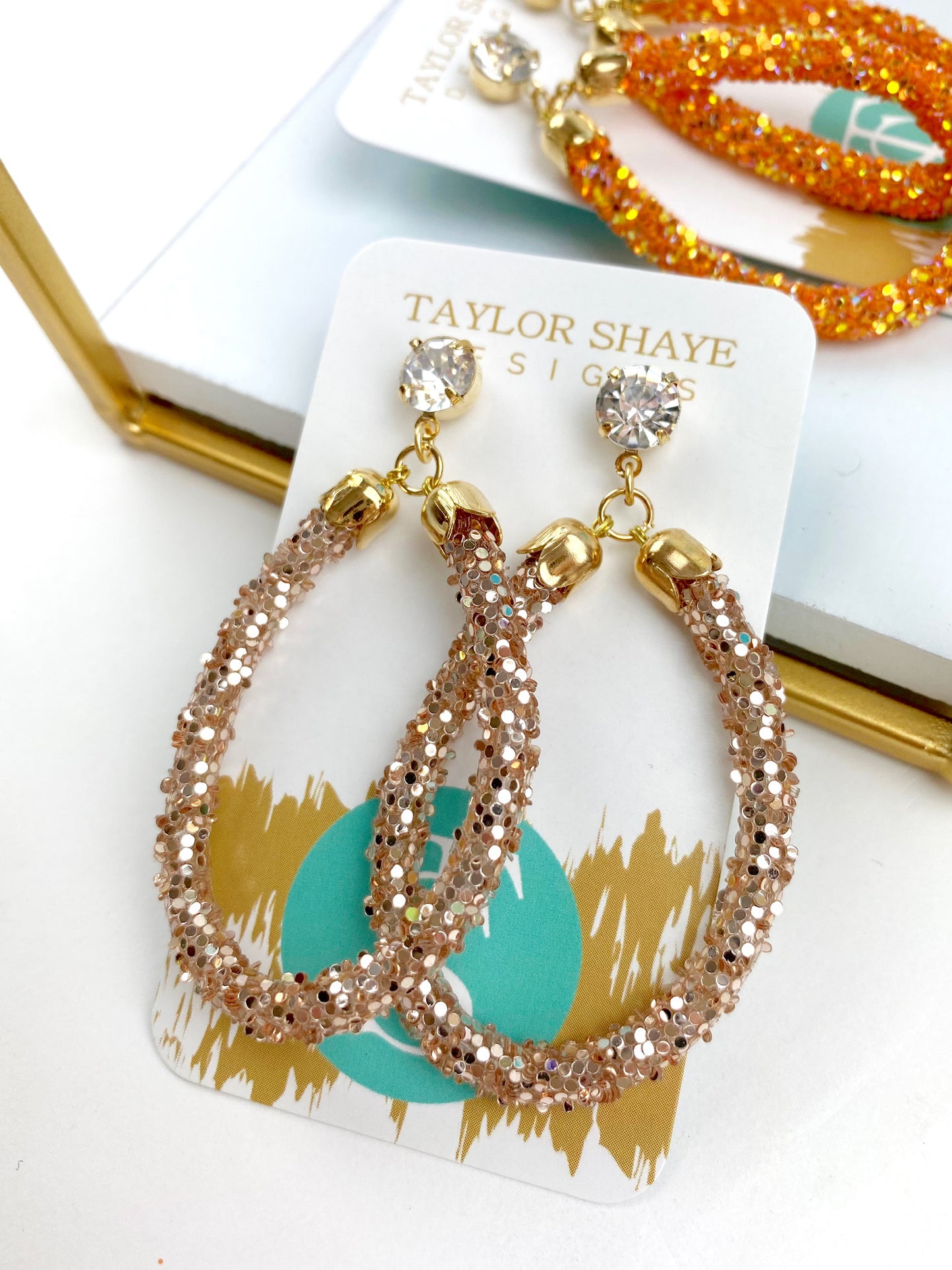 Green Glitter Teardrops