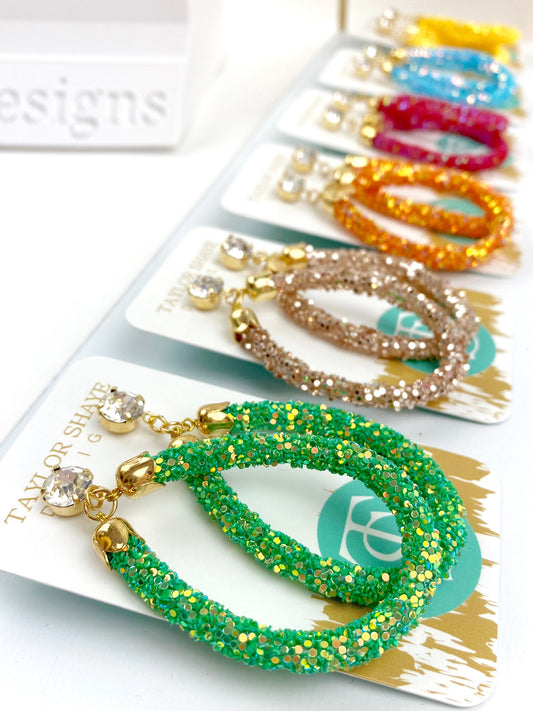 Green Glitter Teardrops