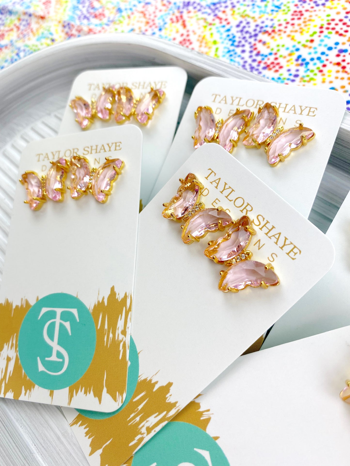 Colorful Crystal Butterfly Studs