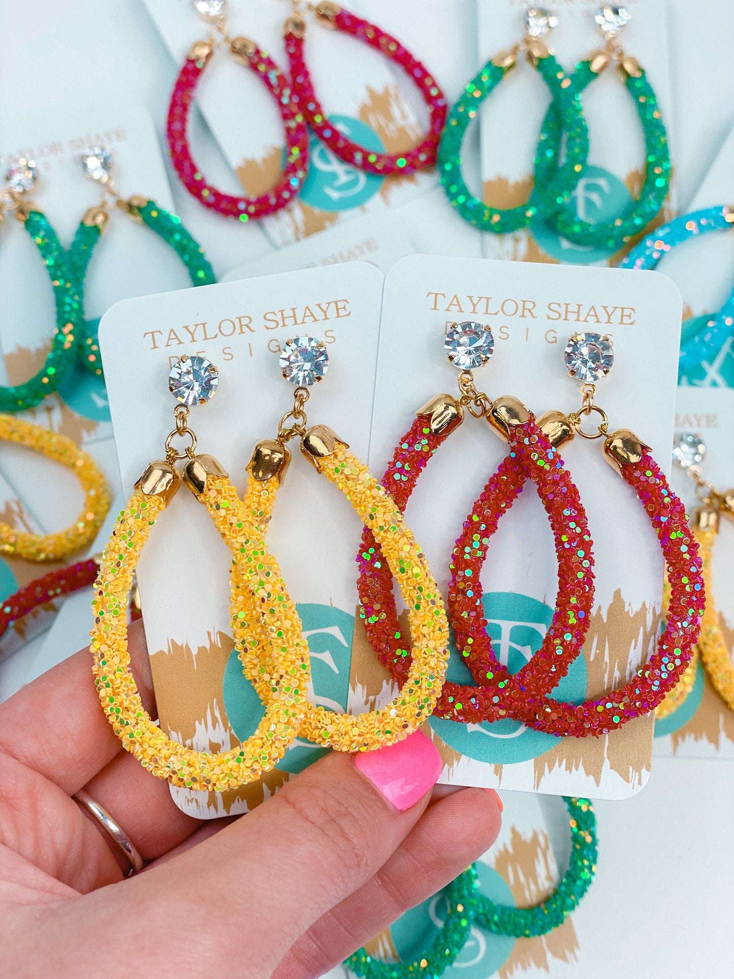 Green Glitter Teardrops