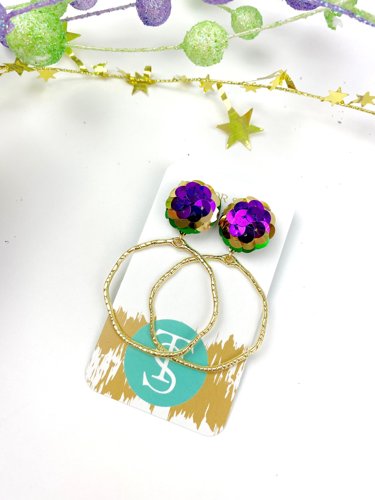 Royal Sequin Hoops