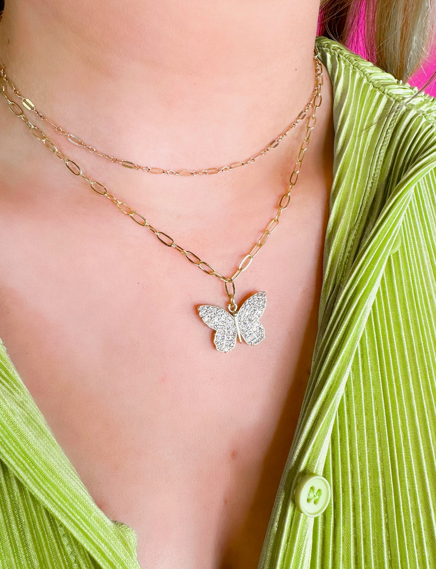 Dainty Butterfly CZ Necklace