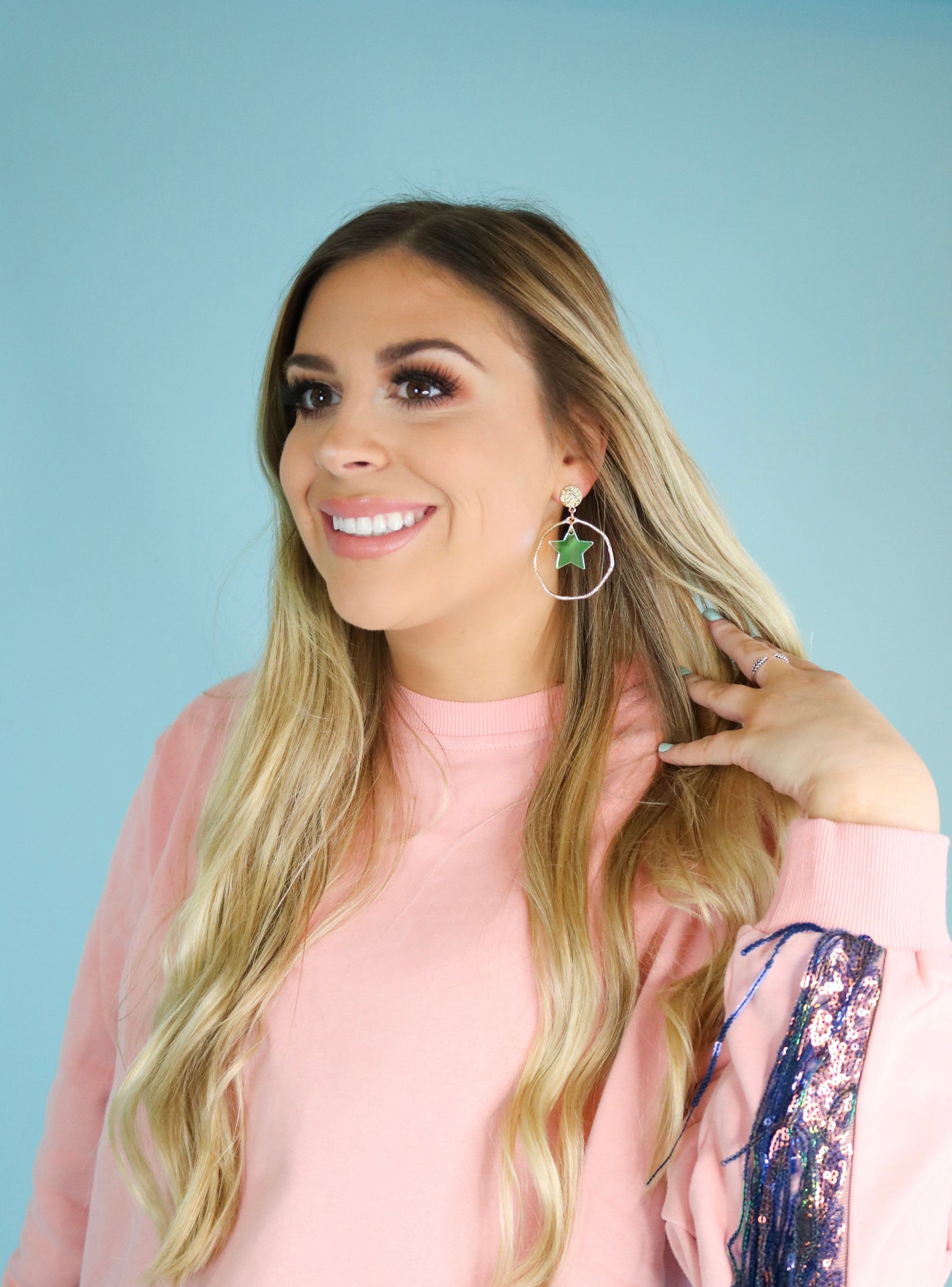 Iridescent Star Drop Hoops