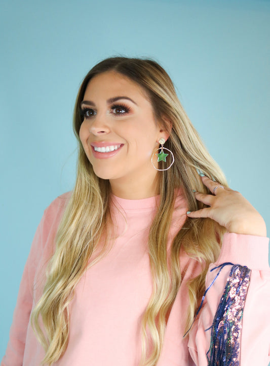 Iridescent Star Drop Hoops