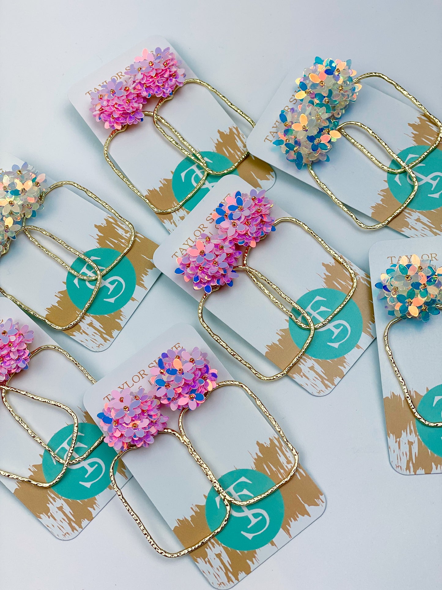 Iridescent Flower Hoops